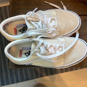 Vans-leather and cream-custom-like new